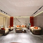 Curved Luxury Sofa Set with Diamond Quilted Craftsmanship, High-Gloss Natural Burl Wood Veneer & Gold Stainless Steel Accents